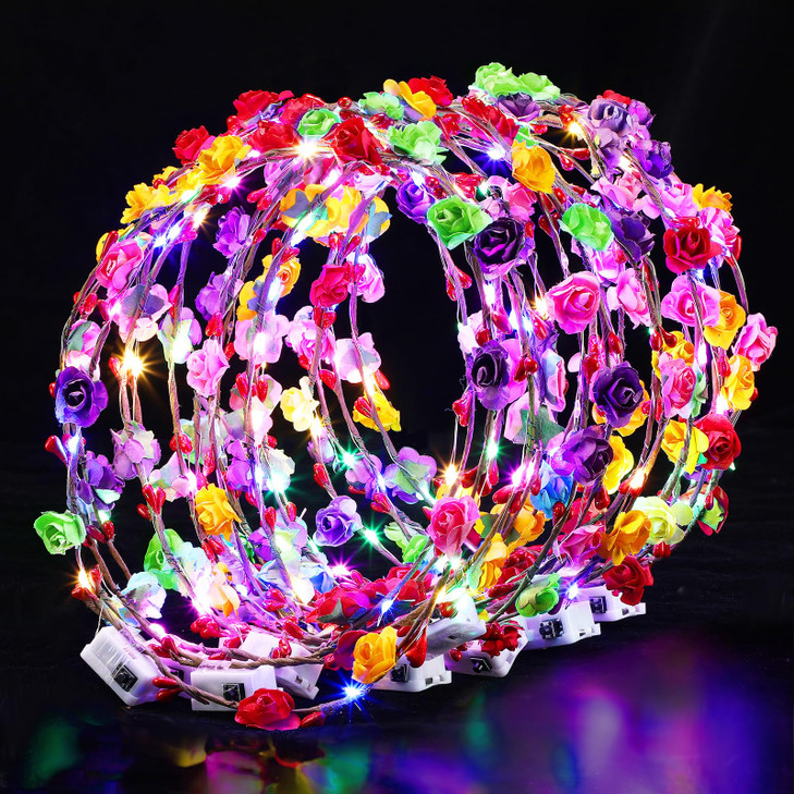 Cosweet 20 Pcs Led Light Up Flower Crown Headbands For Women