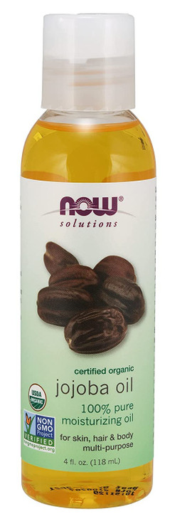 NOW Foods Solutions Certified Organic Jojoba Oil, 4 oz Liquid