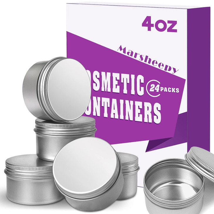 24 Pack 4Oz Aluminum Balm Tins Jar Containers For Lip Balm Cosmetic Salve
