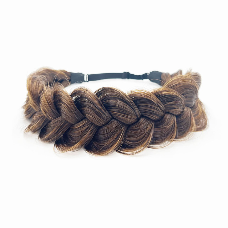Toecwegr Synthetic Hair Braided Headband Classic Wide Strands Wedding Disorderly Fluffy Braids Wig Band Women Beauty Accessory