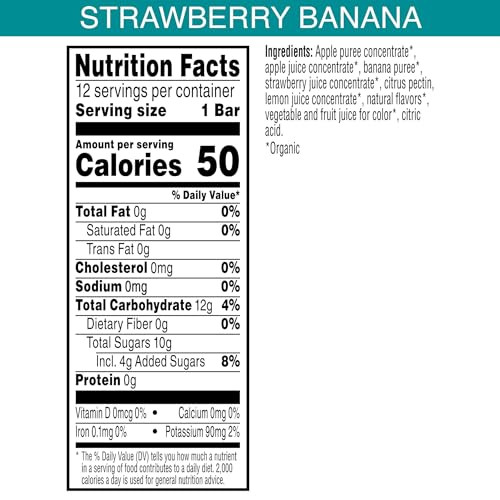 Pure Organic Layered Fruit Bars Gluten Free Vegan Fruit Snacks Strawberry Banana 2 Boxes 24 Bars