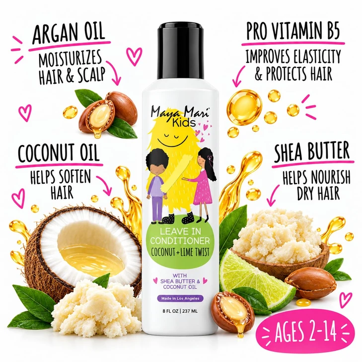 Maya Mari Kids Leave In Conditioner Tames Frizz Coconut Lime Twist 8 Oz