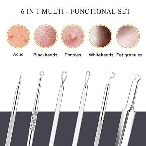 Boxoyx Pimple Popper Tool Kit 6 Pcs Blackhead Remover Comedone Extractor Tool Kit With Metal Case For Quick And Easy Removal Of Pimples