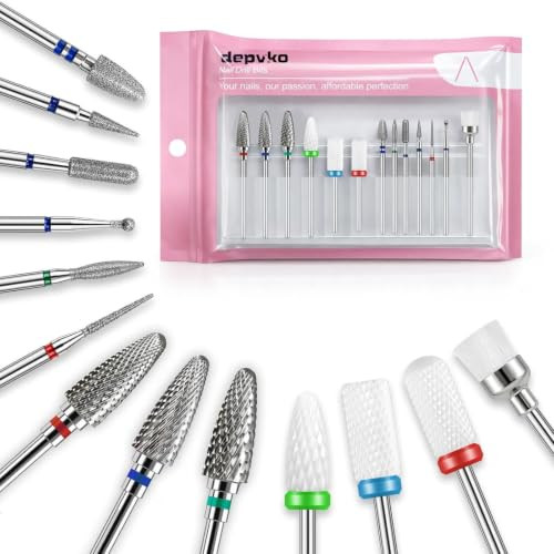 Depvko 13Pc Nail Drill Bits Set 3Pcs Tungsten Carbide Drill Bits
