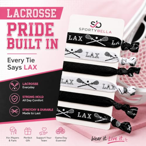 Infinity Collection Lacrosse Hair Accessories Set Of 6 No Crease Hair Ties Black Gift For Girls Lacrosse Players