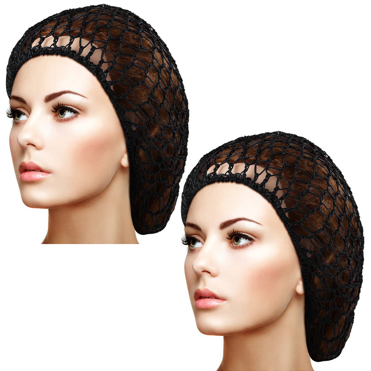 Waydress 2 Pcs Hair Nets Snood For Women Sleeping Black