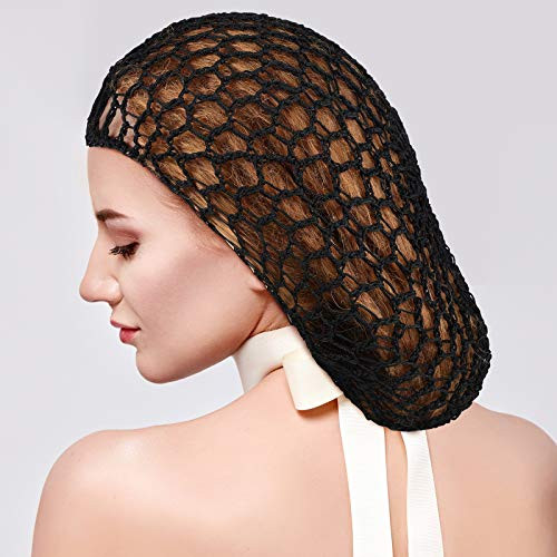 Waydress 2 Pcs Hair Nets Snood For Women Sleeping Black Gray