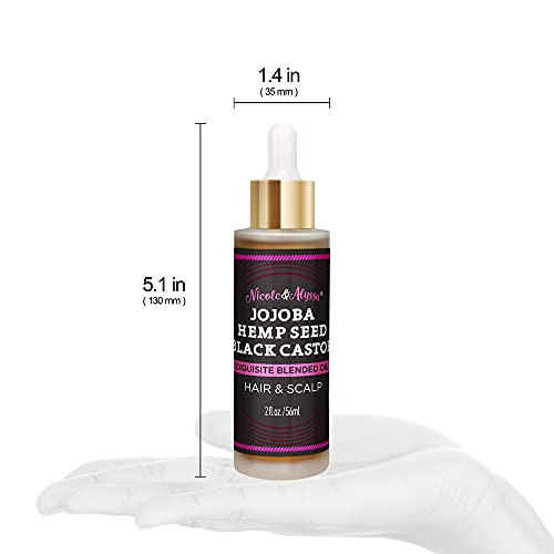 Nicole And Alyssa Hair And Scalp Oil 2Oz 100 Percent Pure Essential Oil Jojoba Oil Hemp Seed Oil Black Castor Oil Pack Of 1