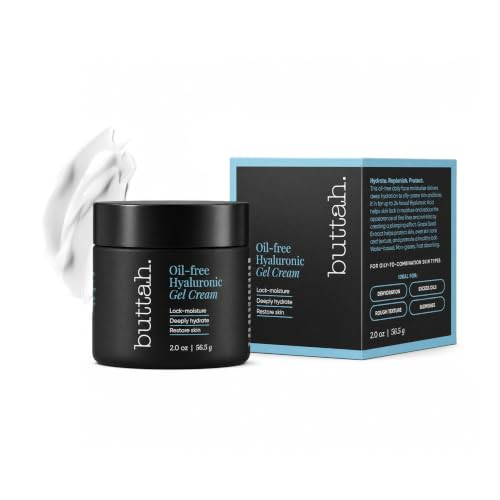 Buttah Skin Oil Free Hyaluronic Gel Cream 2Oz Daily Moisturizer For Oily Skin Hyaluronic Acid For Deep Hydration Am And Pm Moisturizer Black