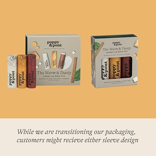 Jumbo Lip Balm Gift Set 3 Pack Warm Flavors Poppy And Pout All Natural Lip Balms And Moisturizers Hydrates With Beeswax Vitamin E Organic