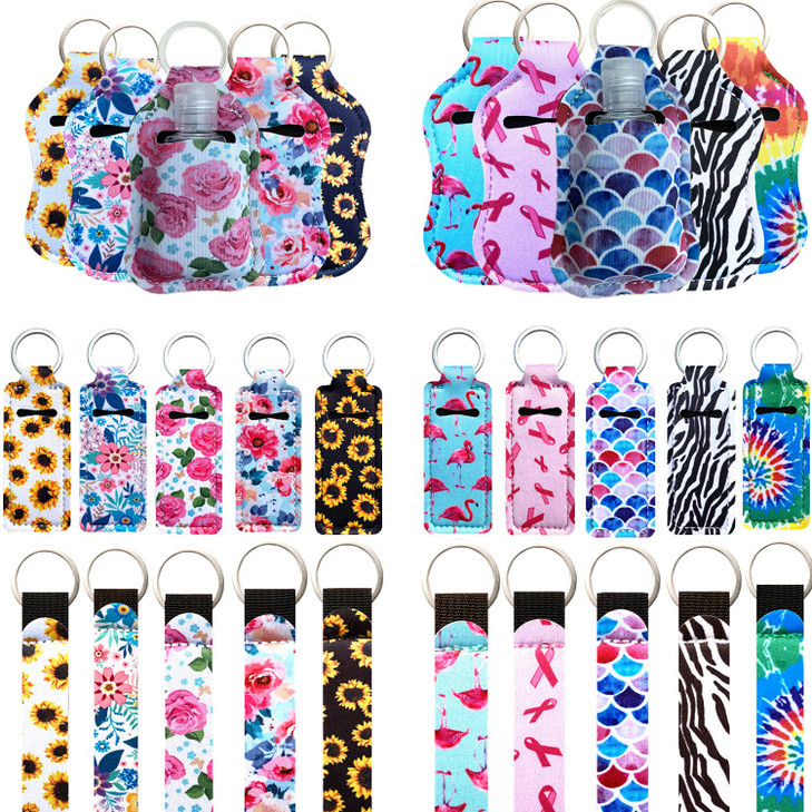 Puezokly 40Pcs Travel Bottles Keychain Set With Wristlet Chapstick Holder