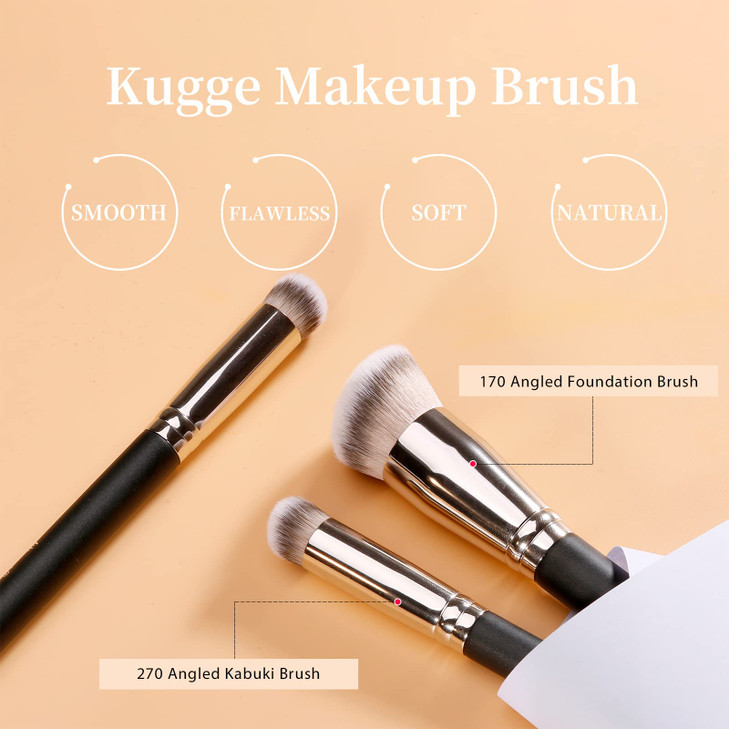 Kugge Makeup Brushes 2Pcs Foundation And Under Eye Concealer Brush Set
