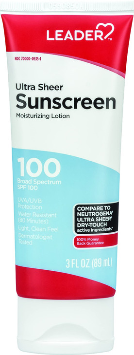 Leader Travel Sunscreen Spf 100 Plus Ultra Sheer Dry Touch Water Resistant And Non Greasy Lotion With Broad Spectrum Spf 100 Plus 3 Fl Oz
