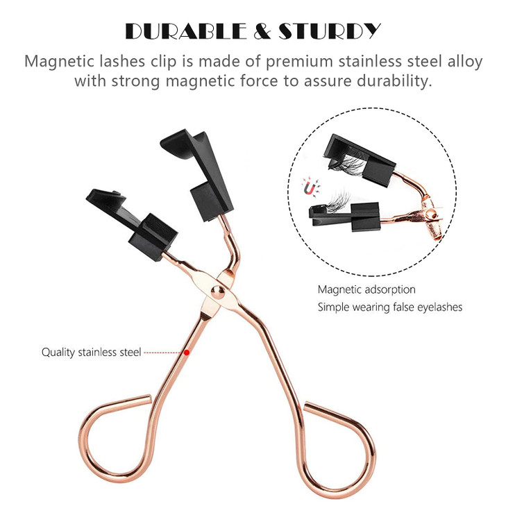 Indkopva Magnetic Eyelashes Applicator Helper Tool Magnetic False Eyelashes Clip Easily Apply Magnetic Eyelash Curler Partner With Eyebrow