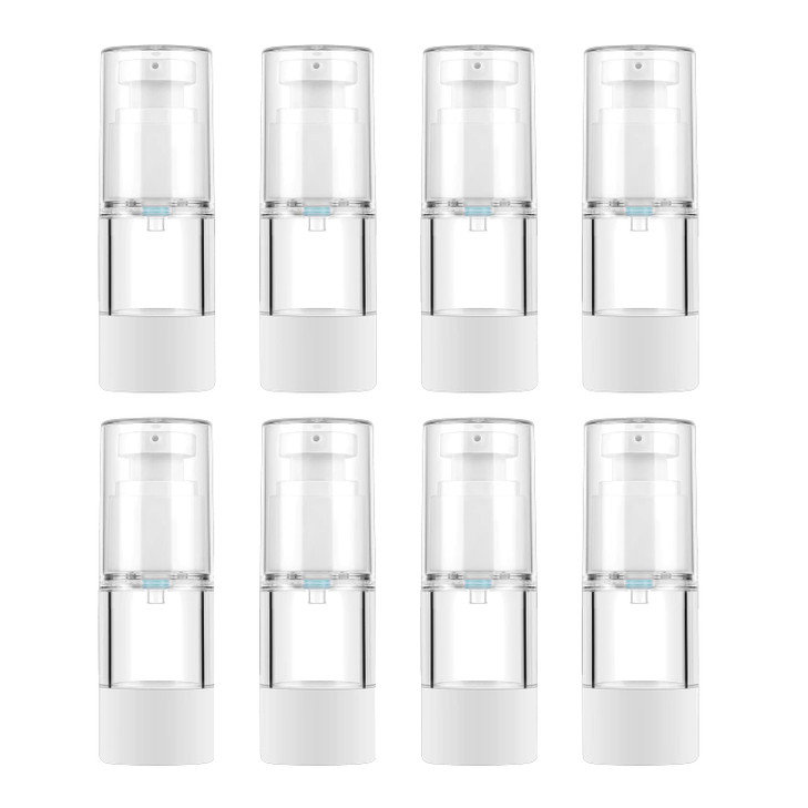 Longway 0.5Oz 15Ml Clear Airless Cosmetic Cream Pump Bottle Travel Size Dispenser Refillable Containers Foundation Travel Pump Bottle For