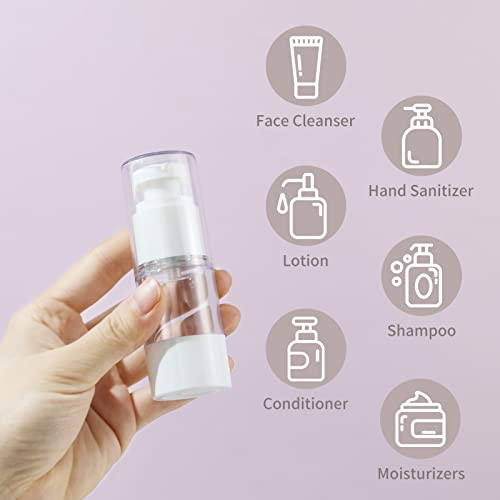 Longway 0.5Oz 15Ml Clear Airless Cosmetic Cream Pump Bottle Travel Size Dispenser Refillable Containers Foundation Travel Pump Bottle For