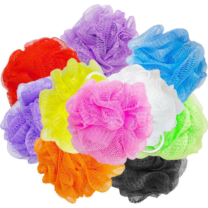 10 Pcs Bath Loofah Shower Small Mesh Sponge Pouf Colorful Exfoliating Scrubber For Kids Women Men Body Wash Random Color