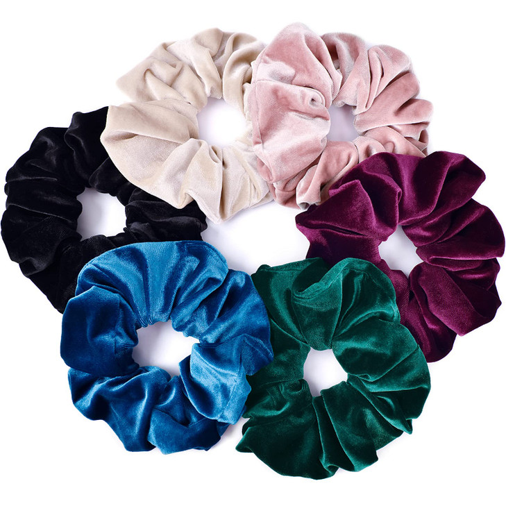 6 Inches Big Velvet Scrunchies Large Hair Ties Oversized Silk Thick Scrunchie Jumbo Hair Scrunchies Curly Hair Accessories 6 Assorted Colors