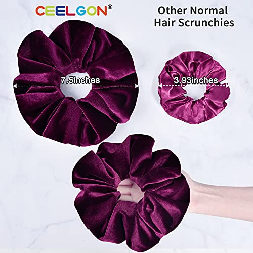 6 Inches Big Velvet Scrunchies Large Hair Ties Oversized Silk Thick Scrunchie Jumbo Hair Scrunchies Curly Hair Accessories 6 Assorted Colors