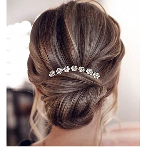 Betiteto Rhinestone Flower Hair Pins 40 Pcs U Shaped Crystal Party Wedding Bridal Hair Accessories For Women Girls White