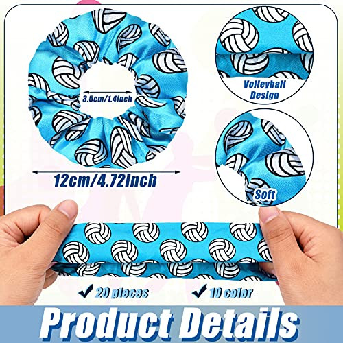 Willbond 20 Pcs Volleyball Scrunchies Sport Hair Ties Volleyball Pattern