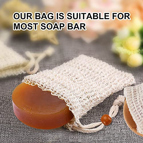 Soap Bag Natural Sisal Soap Saver Bag Pouch Mesh Net Waste Plastic Free Exfoliating Foaming And Drying Soap Holder For Shower 4 Pack