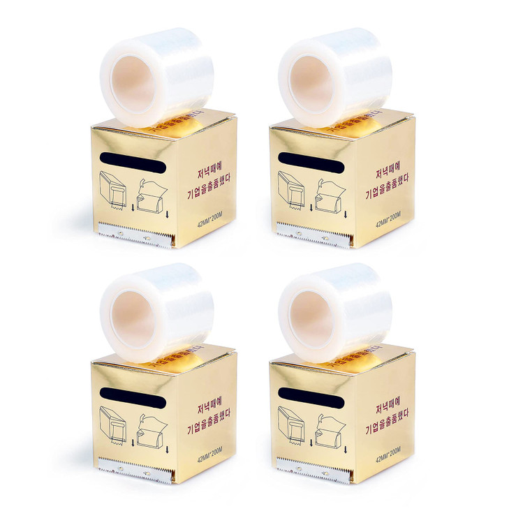 S.Q 4 Pcs Disposable Eyebrow Tattoo Plastic Wrap Preservative Film Make Up Supplies Wrap Cover Tape Roll 42Mm X 200M