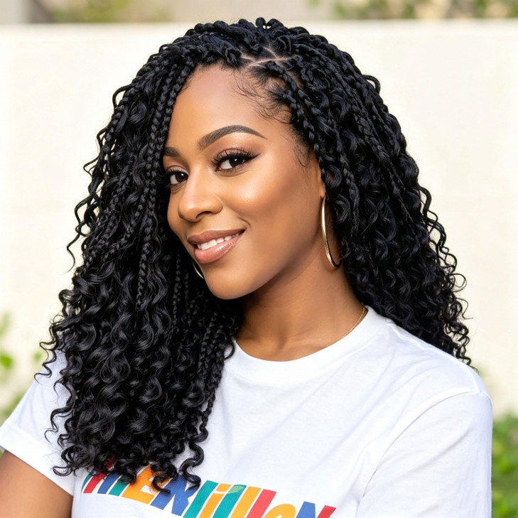 12Inch Goddess Box Braids Crochet Hair Prelooped Boho Crochet Box Braids