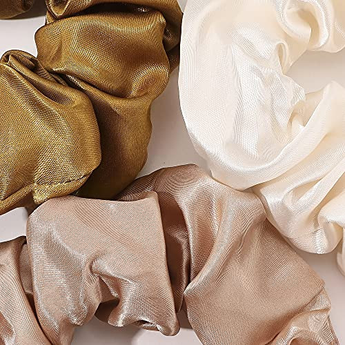 Scrunchies Hair Ties Silk Satin Scrunchy Hair Elastics Bands Ponytail Holder Pack Of Neutral Scrubchy Hair Accessories Women Girls