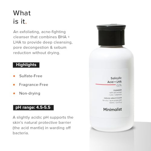 Minimalist Salicylic Acid 2 Percent Face Wash For Oily Acne Prone Skin Face Cleanser With Lha And Zinc Sulphate Free Gentle Bha Liquid