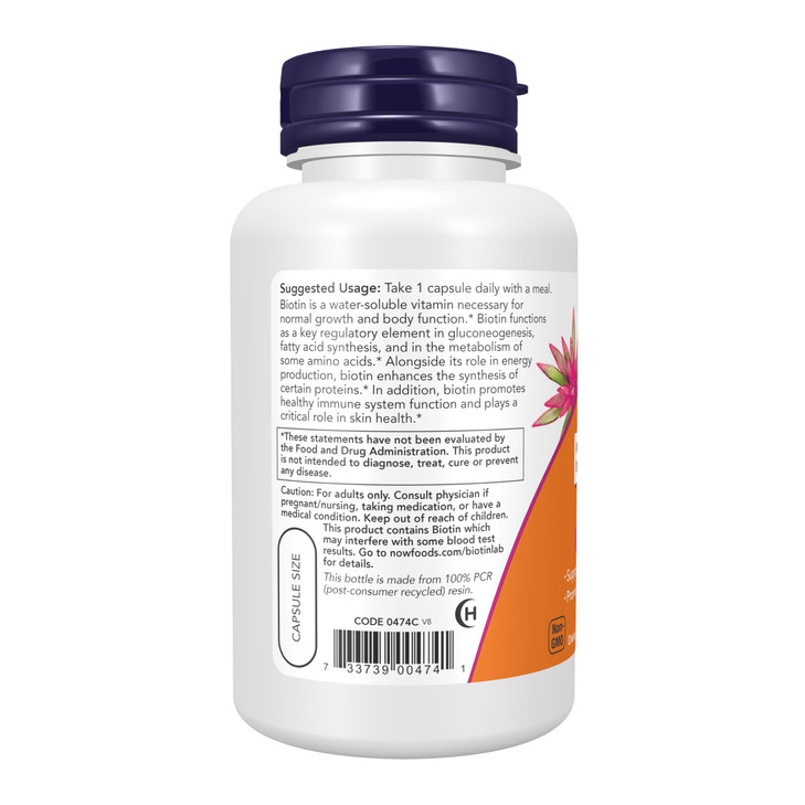 NOW Foods by Now Biotin Energy Production 5000 mcg- 120 Vcaps