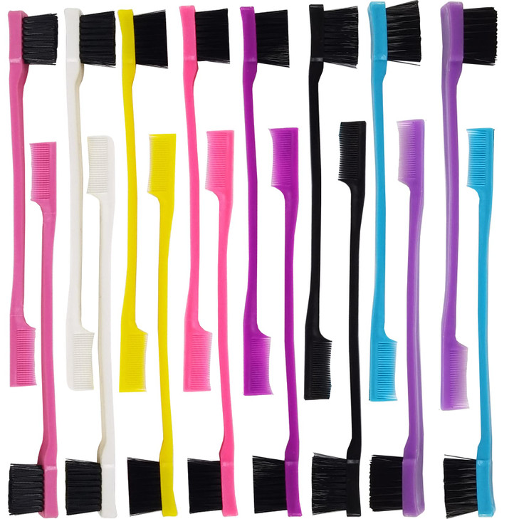 Yoohua 24Pcs Hair Edge Brush Double Sided Edge Control Hair Comb Eyebrow Brush Smooth Comb Grooming 8Colors