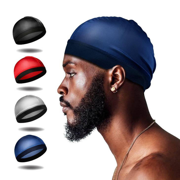 Selalu 4Pcs Wave Cap Silk Stocking Wave Caps For 360 Waves Silky Durag For Men Stain Caps