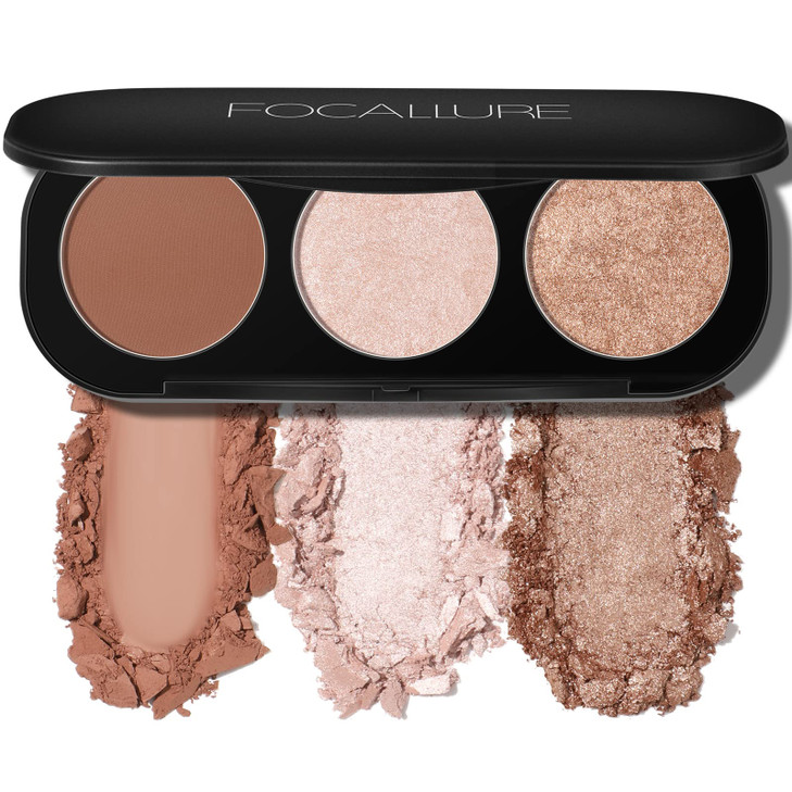 Focallure Blush And Highlighter Palette 3 In 1 Makeup Powder Cruelty Free Matte Blush Shimmer Illuminator Highlighters For A Glowing Look 02