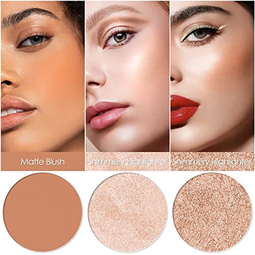 Focallure Blush And Highlighter Palette 3 In 1 Makeup Powder Cruelty Free Matte Blush Shimmer Illuminator Highlighters For A Glowing Look 02