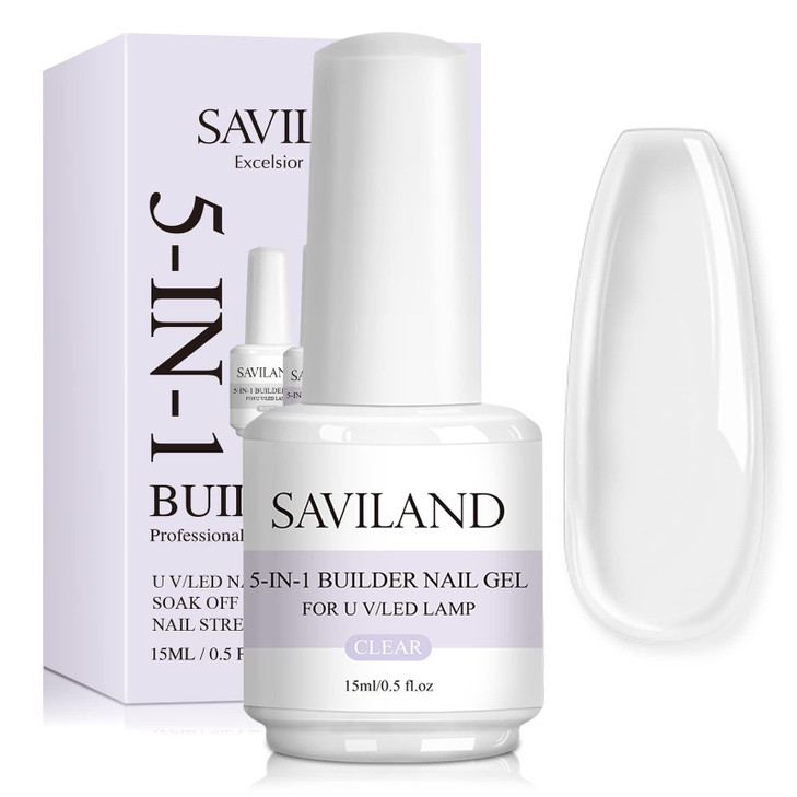 Saviland 5 In 1 Clear Builder Nail Gel For Nail Extensions And Repair 15Ml