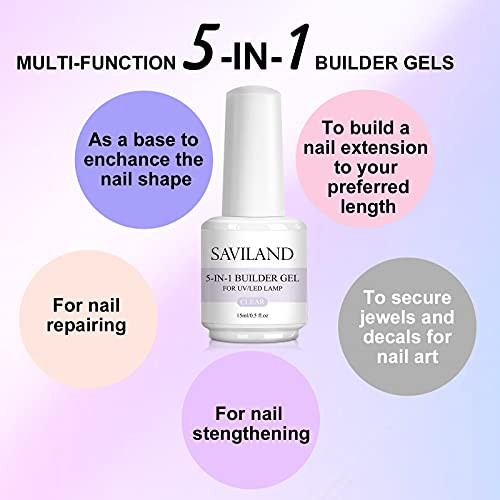 Saviland 5 In 1 Clear Builder Nail Gel For Nail Extensions And Repair 15Ml