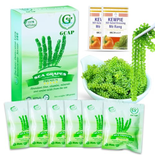 Gcap Sea Grapes Premium 4.23 Oz Of 6 Packs Dehydrated Seaweed Umibudo Green Caviar Lato Seaweed A Great Superfood For Your Health Boosting