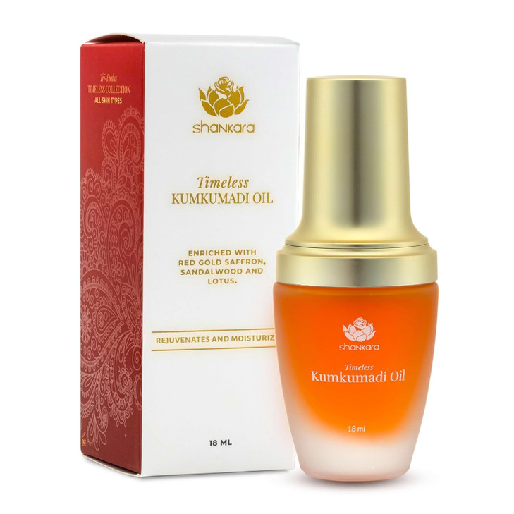 Shankara Kumkumadi Oil For Face Pure Saffron With 32 Ayurvedic Flowers Gua Sha Facial Oil For Glowing Skin 18Ml Timeless Kumkumadi Tailam