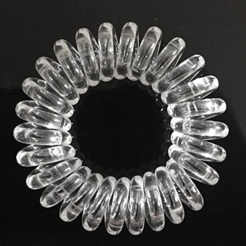 Rn Beauty 27 Pieces Spiral Coil Hair Ties Waterproof Elastic Traceless Ponytail Holders Colorless 1.58Inch 4Cm No Crease Hair Bands