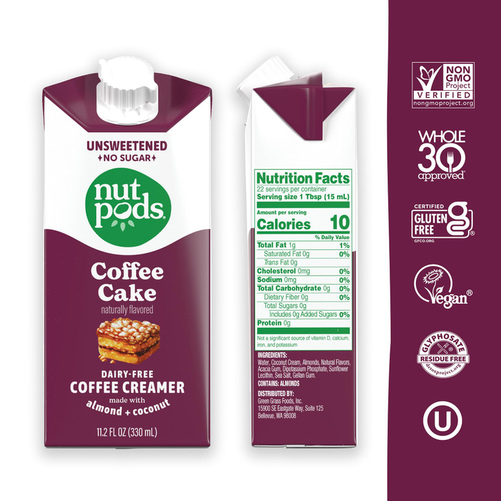Nutpods Coffee Cake Unsweetened Dairy Free Coffee Creamer 3 Pack