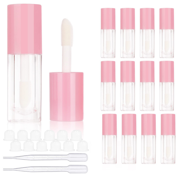 Cosidea 14Pcs Empty 6Ml Big Brush Lip Gloss Tubes For Diy Lip Gloss Pink Round Lipgloss Containers Cute Lipgloss Tubes Bulk Wholesale