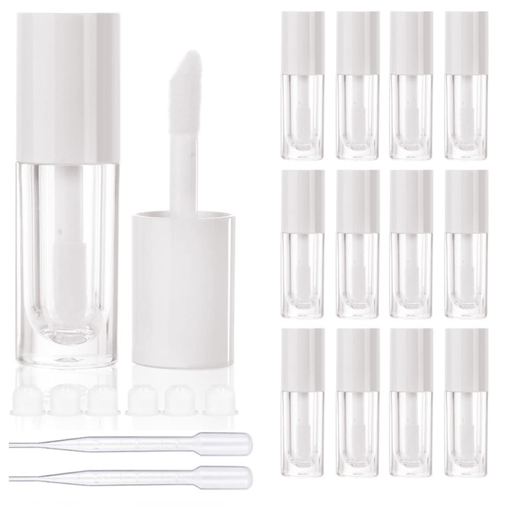 Cosidea 14Pcs Empty 6Ml Big Brush Lip Gloss Tubes For Diy Lip Gloss White Lipgloss Containers