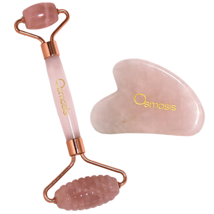 Osmosis Rose Quartz Roller And Gua Sha Set Face And Neck Cooling Crystal