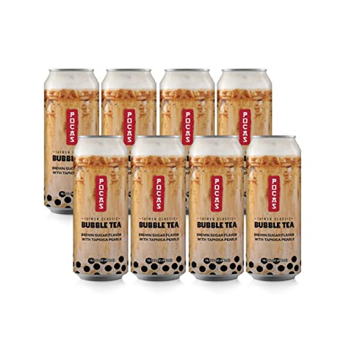 Pocas Bubble Tea With Tapioca Pearls Pack Of 8 16.5 Oz Asian Drinks Refreshing Milk Tea With Boba Pearls Brown Sugar