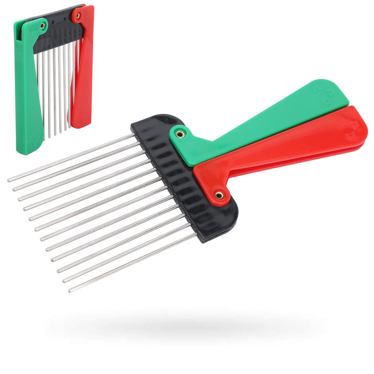 3Pcs Metal Pick Comb Portable Folding Handle Wide Tooth Comb For Woman And Men