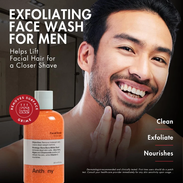 Anthony Face Scrub For Men Facial Exfoliating Scrub Vitamin C 3.4 Fl Oz