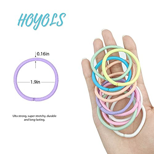 Hoyols No Metal Hair Elastics Bands Ponytail Holders 56 Pcs