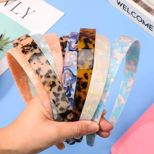 3 Colors Tortoise Shell Headband Set Wide Acetate Resin Skinny Thin Headbands With Teeth For Women And Girls White Laser Leopard Ivory