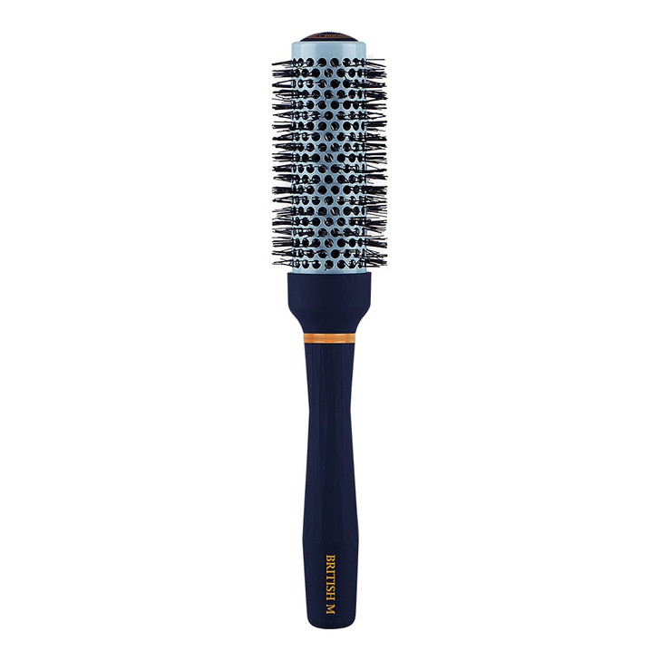 British M Curling Ceramic Brush Round 33Mm Non Electric Blowout Brush Anti Frizz Styling For A Smooth Salon Look Ideal For All Hair Types